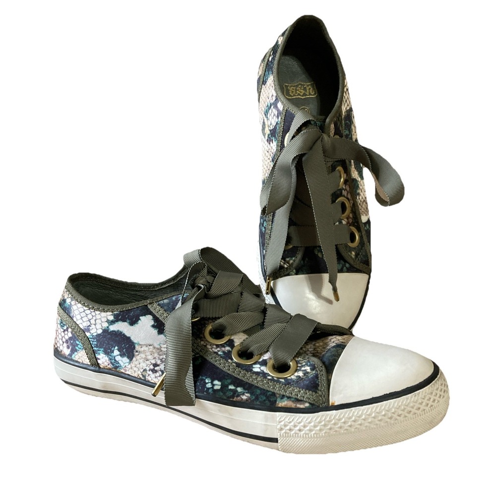 Ash Limited snake print Sneakers Shoes Green Tan Sz‎ 40 9.5 A By A.S.H
